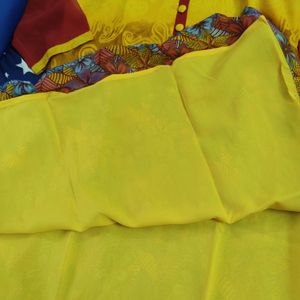 Jainish Floral Mango Print Yellow Red Kurta