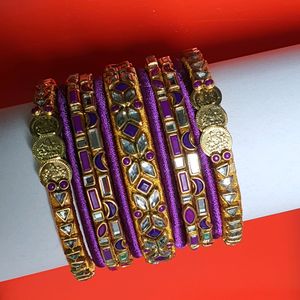 Silk Thread Kundan Bangles