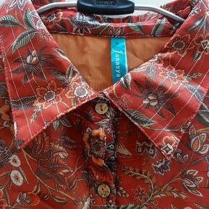 Janasya Rust Floral Top (L)