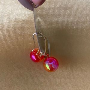 Red Pearl Shine Earrings