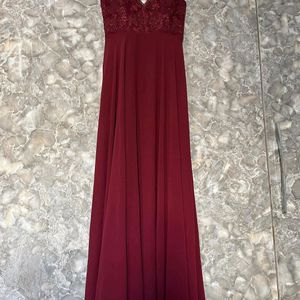 Maroon Lace Chiffon Gown