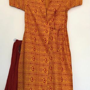 orangish yellow half sleeves, unisex, wrap  tunic