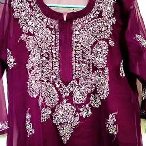 Trending Mirror Work Kurta With Inner