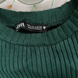 Bottle Green Sweat Croptop From Zara