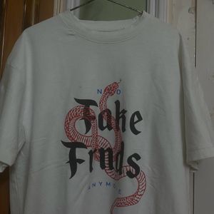 Printed Tee White Baggy Medium