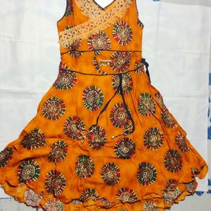 Girls Frock 6-8 Years Age Orange 🧡