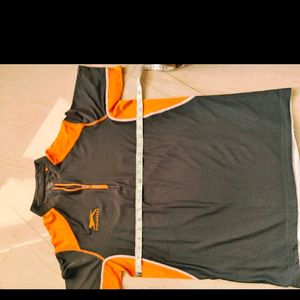 Shiv Naresh Branded L size, Orange - Grey, Dry Fit