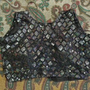 Padded Stitched Sequin Blouse On Sale