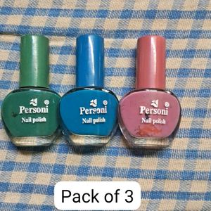 Pack Of 3 Nail Polish Green Blue Pink