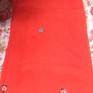 Orange Silk Saree With Blouse Piece