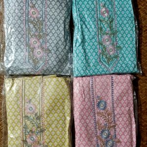 Unstitched 3 Pcs Neck Embroidery N PRINTED