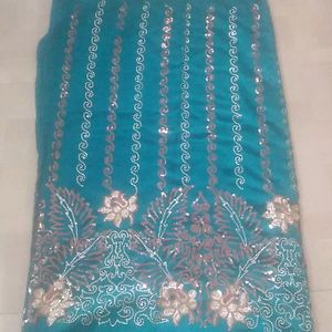 Sequins Saree With Blose And Petticot.