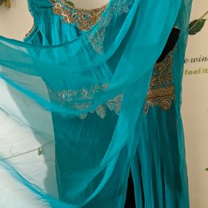 Dark Sea Green Ethnic Gown