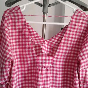 Zara Pink & White Gingham Top