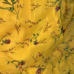 Gorgeous Spring Flower Design Yellow Gown Dress.