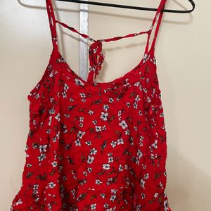 Summer Red Floral Top