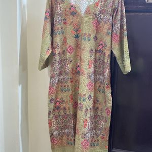 Green Sequence Floral Kurta