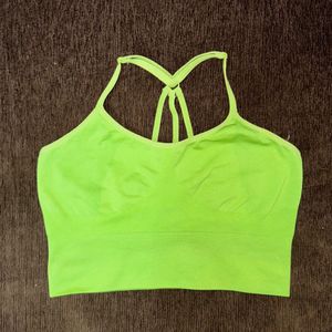 Green Active Cropped Sports Top/Bra