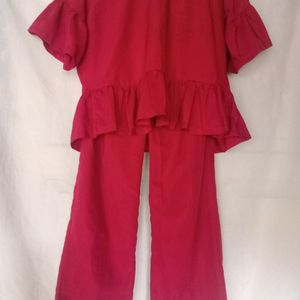 RED LINEN TROUSER SUIT 🍒