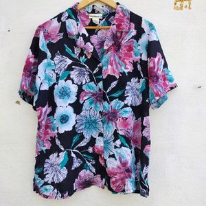 Flower Print Short Sleeves Shirt