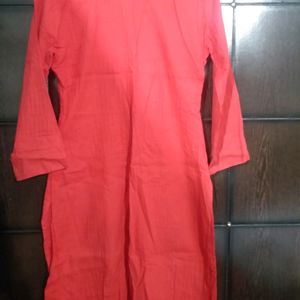 Peach Cotton Short Kurti