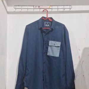 Doodle Navy Blue One Side Pocket Shirt