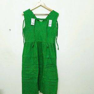 Trendy New Green Cotton Dress For Women