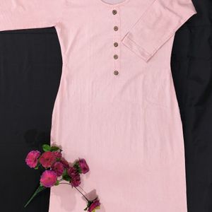 Pure Cotton Pink Kurti For Summers