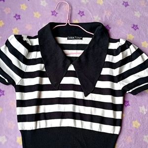 SHEIN Korean cutebow Pattern Striped Top