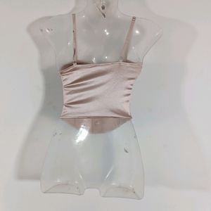 Peach Plain Casual Crop Top (Women)