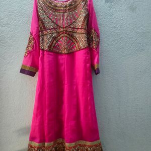 Beautiful Rose Pink Long Gown Suit