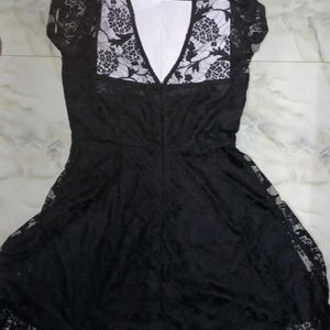 Black Lace Fit & Flare Dress, M