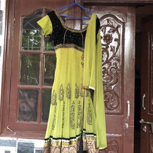 Black And Parrot Green Kurti