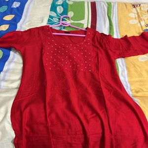 Short Red Kurti