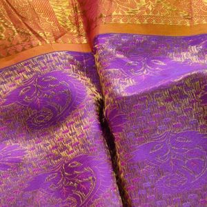 Purple And Gold Pure Kanchipuram Silk Saree