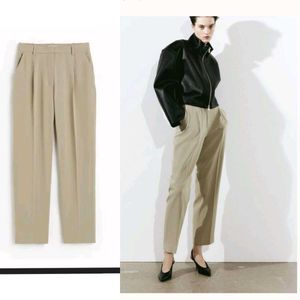 H&M Beige Wide Crease Trouser