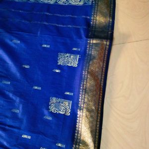 Blue Colour Pure Silver Kanchi Pattu Saree