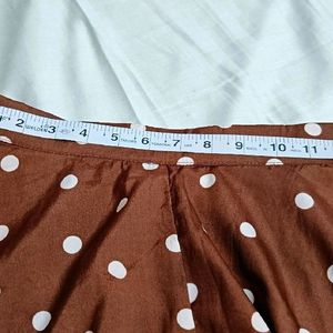 SERA Women Brown Polka Dot Printed Flared Skirt