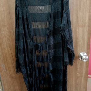 Net Black Long Shrug Size M To L