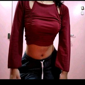 Maroon Trendy Fashion Crop Top