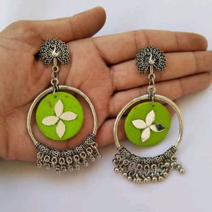 Rainvas Light green oxidized jhumka bali earrings