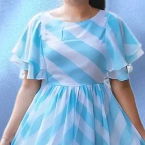 Sky_Blue Zigzag Georgette Dress Urbane fashion