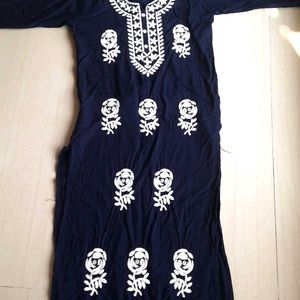 Navy blue new embroidery kurta