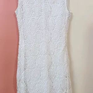 Lace White Knee-length Sleeveless Dress