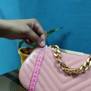 Beautiful Peach Colour Handbag+Sidebag