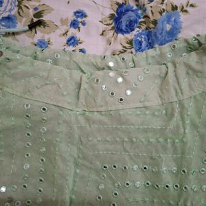 Green Mirror Work Chaniya Choli