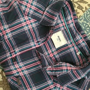 Max Women Pink & Blue Regular Fit Checked Casual Shirt