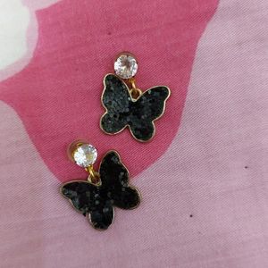 Cute Black Butterfly Crystle Earings