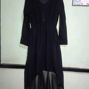 Assymetrical High Low Pretty Black Dress