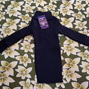 Turtle Neck Sweater For Babies Black